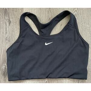 Nike Dri Fit Black Sports Bra Racerback‎ White Swoosh XL